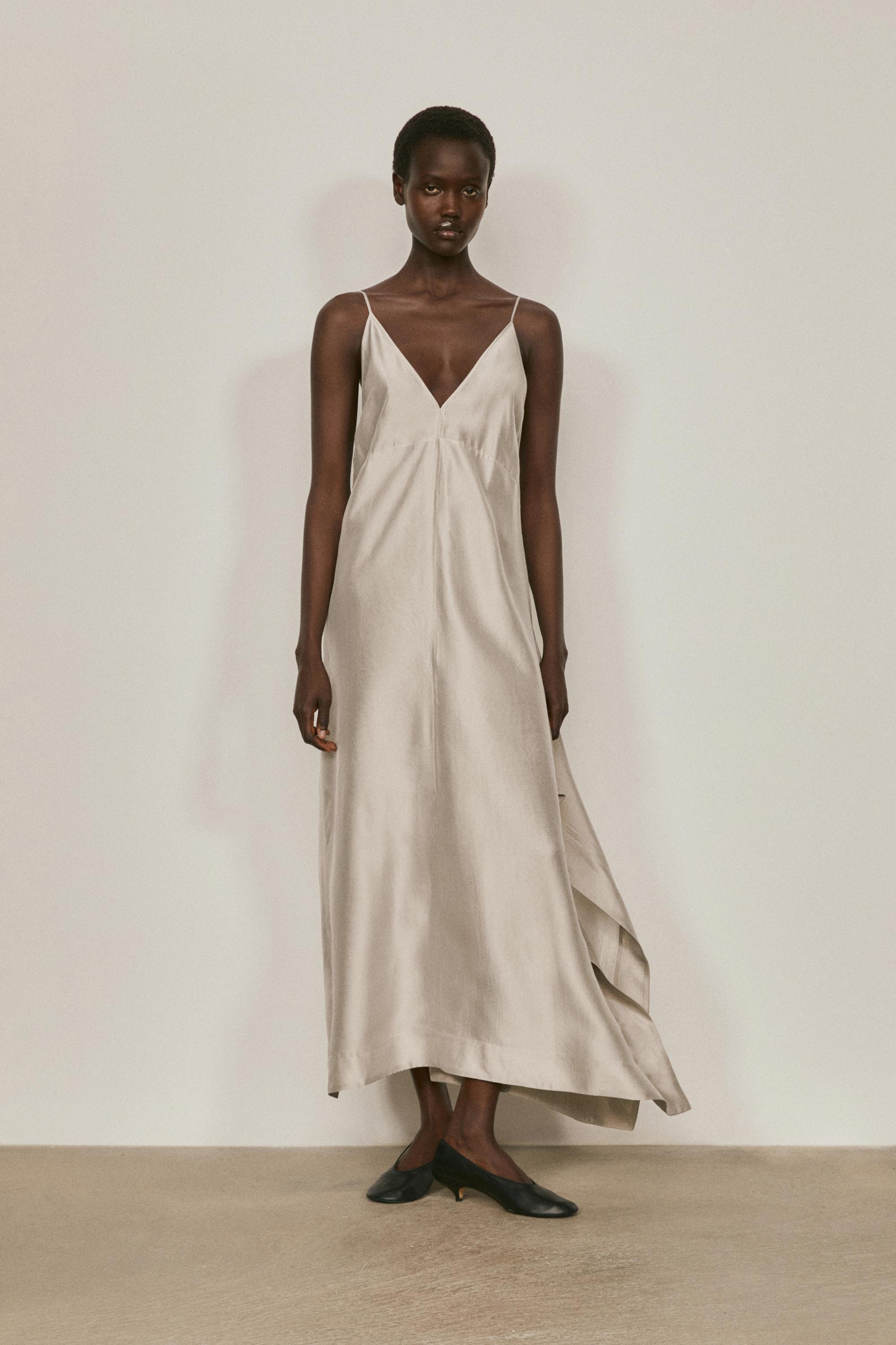 Midi slip dress with V-neckline - LIMITED EDITION